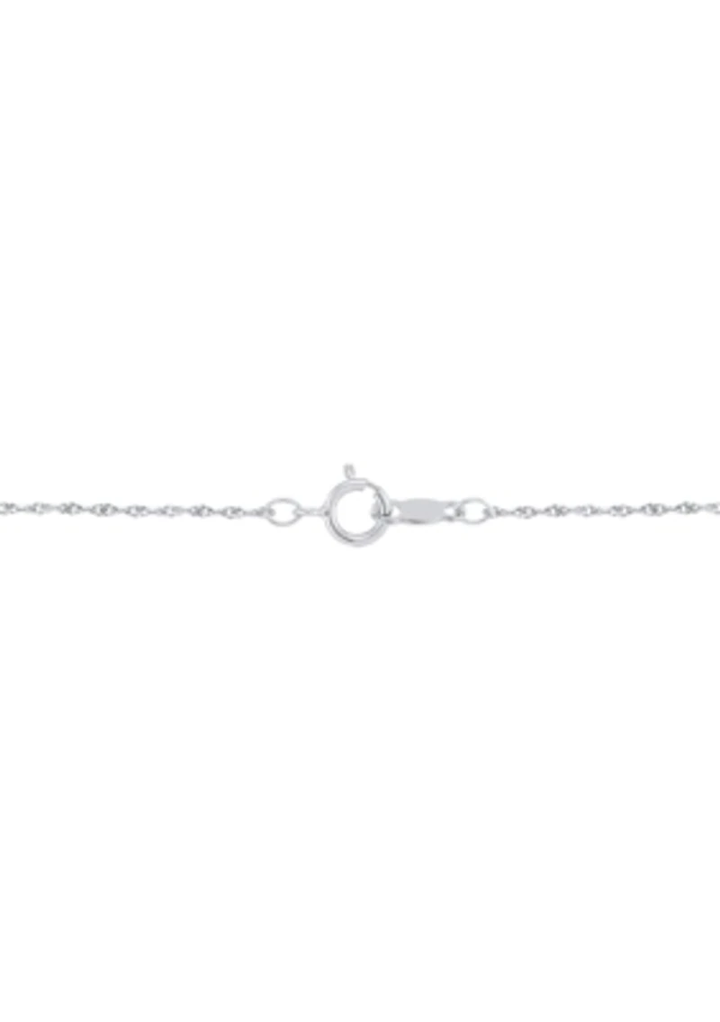 Diamond Accent and Swiss Blue Topaz Pendant with 18" Rope Chain in Sterling Silver