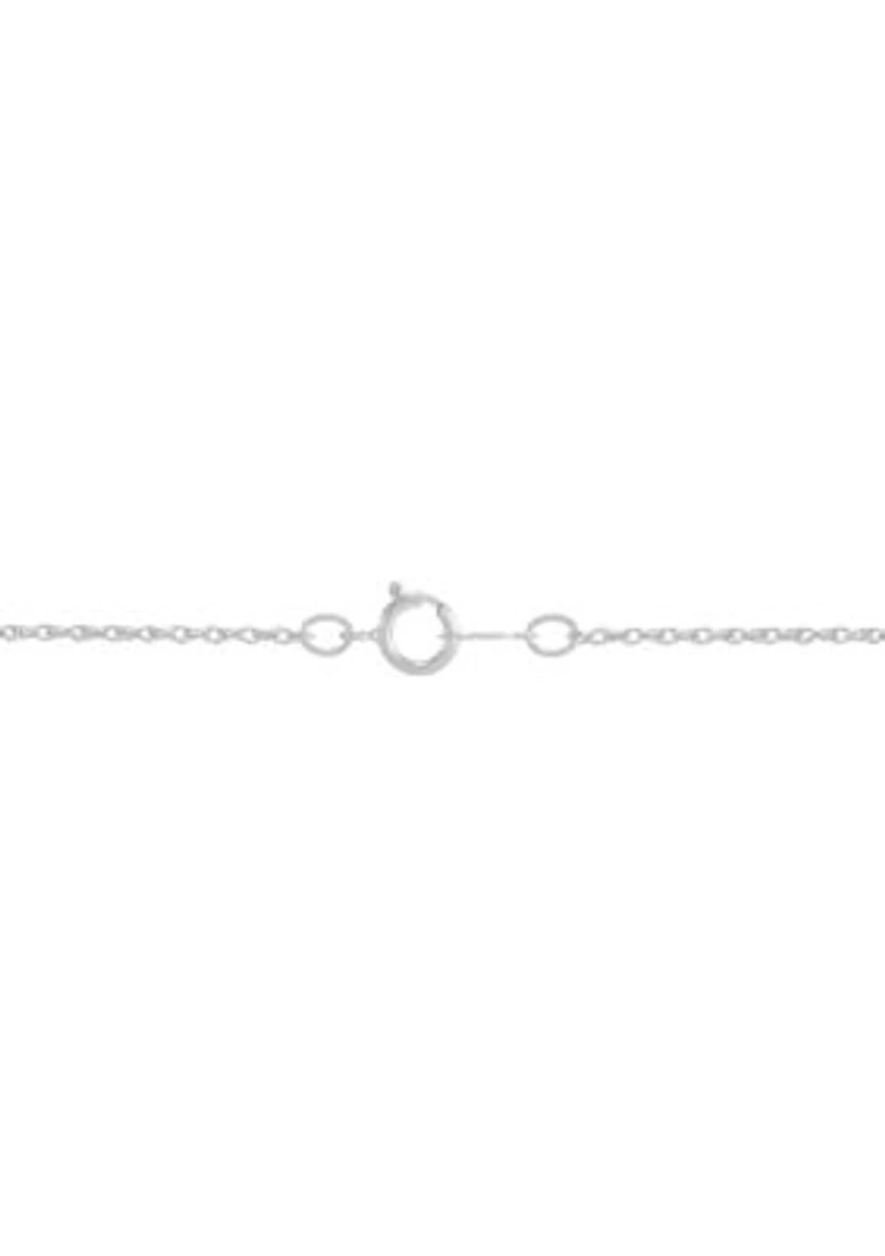 Lab Grown Sapphire and White Sapphire Pendant Necklace with 18" Rope Chain in Sterling Silver