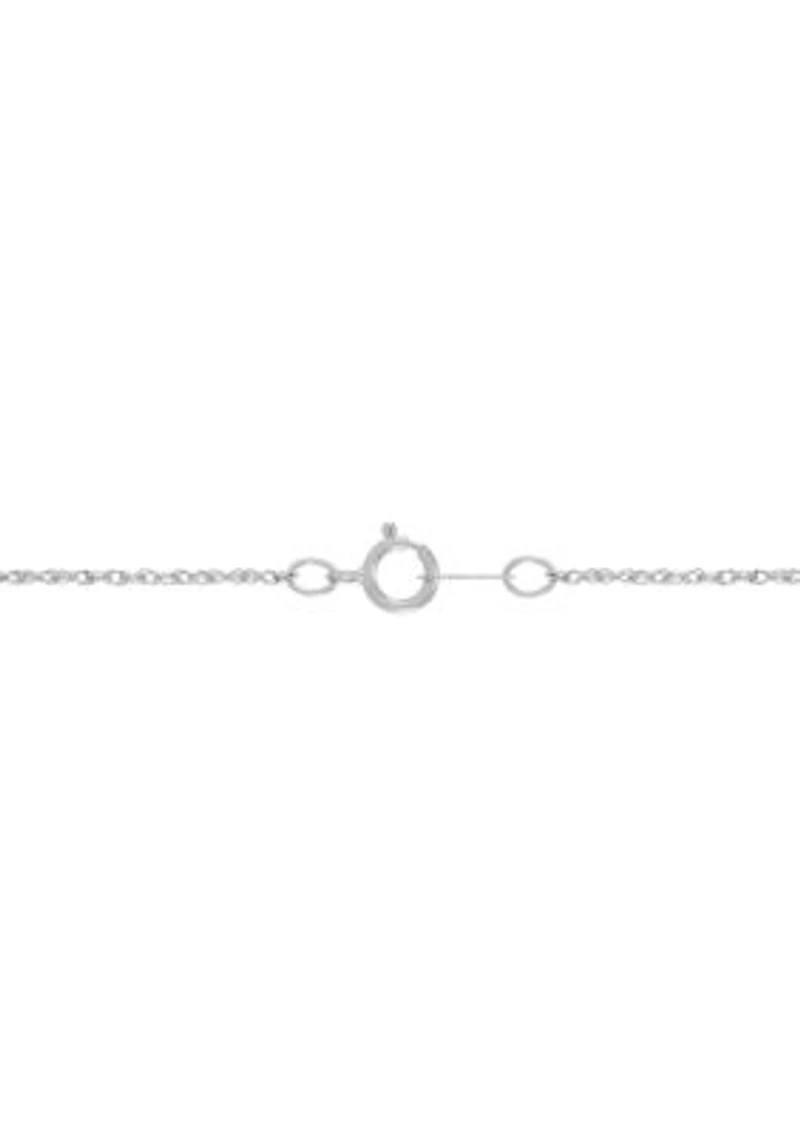Lab Grown Emerald and and Grown White Sapphire Pendant with 18" Rope Chain in Sterling Silver