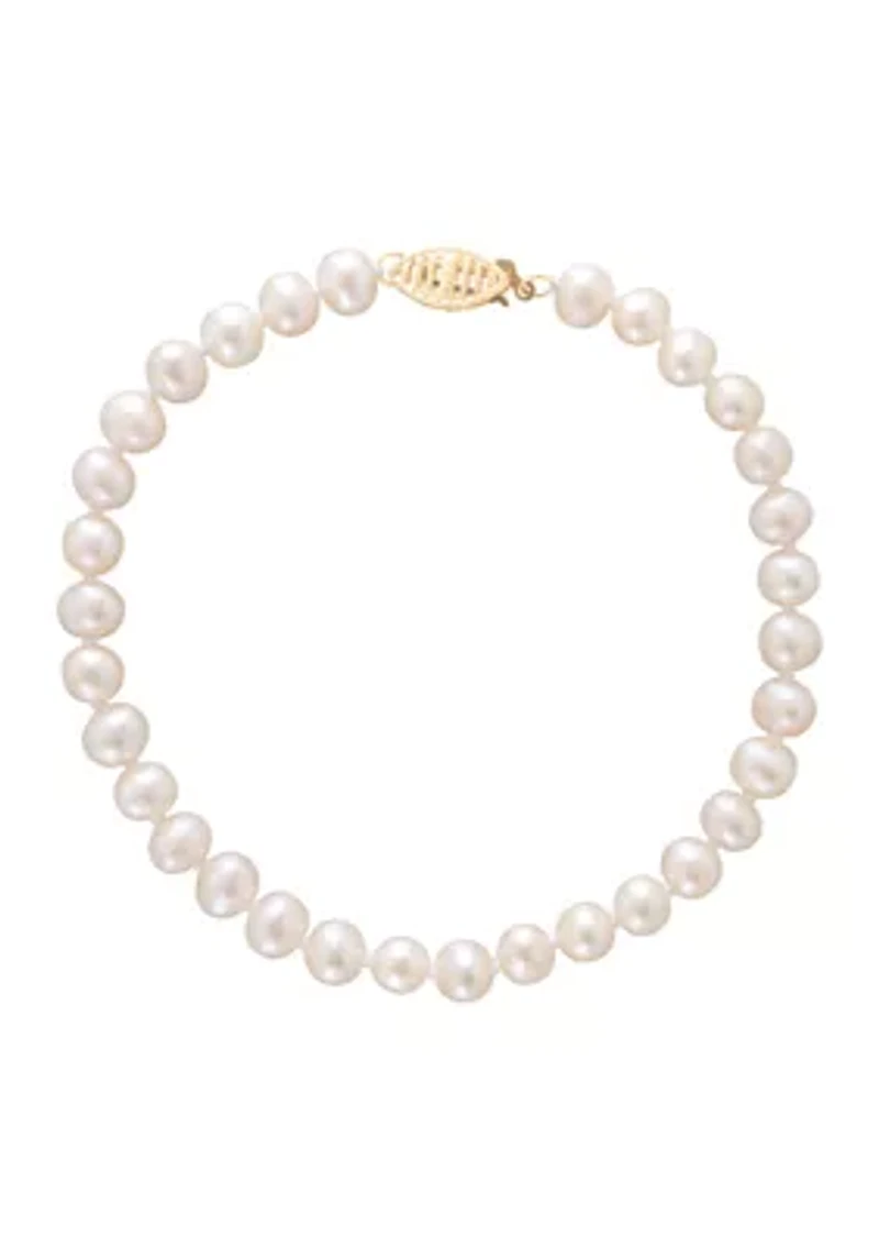 14K Yellow Gold and Freshwater Pearl Statement Bracelet