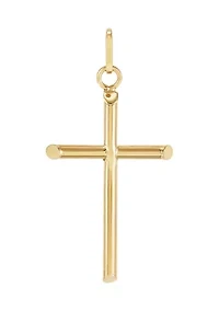 Tube Cross Pendant in 14K Yellow Gold