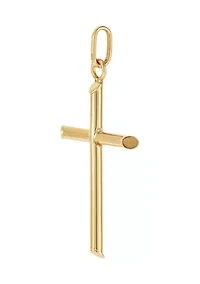 Tube Cross Pendant in 14K Yellow Gold