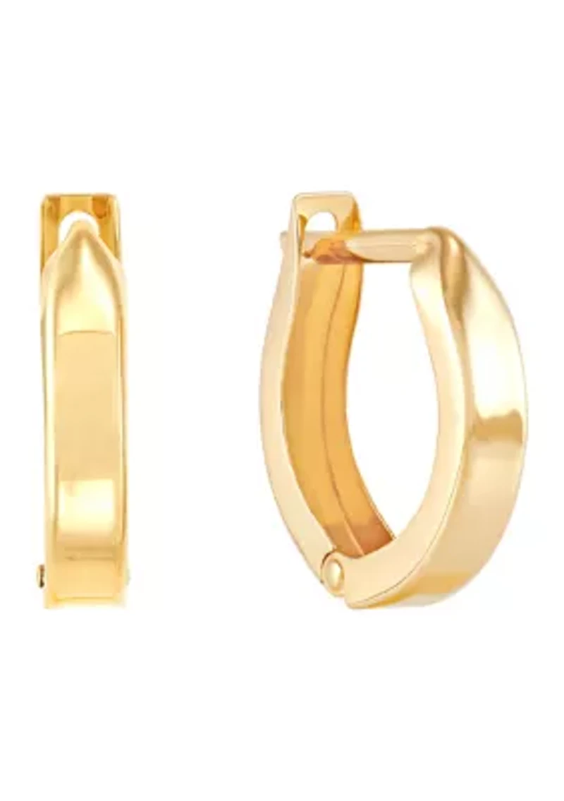 Hinged Oval Hoop Earrings in 14K Yellow Gold