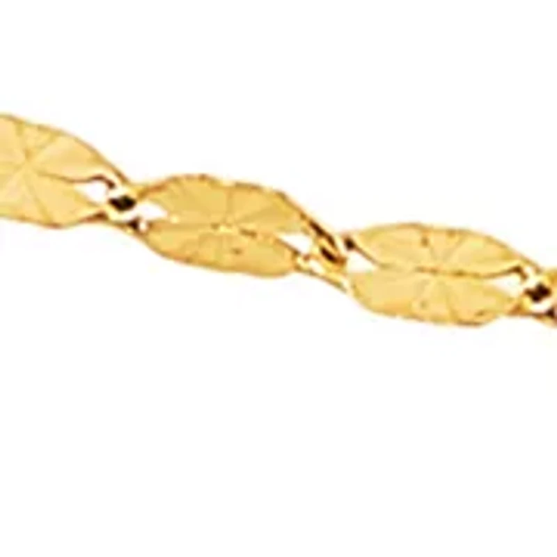 Solid Oval Mirrored Chain Anklet in 14K Yellow Gold