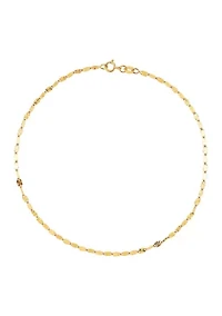 Solid Oval Mirrored Chain Anklet in 14K Yellow Gold