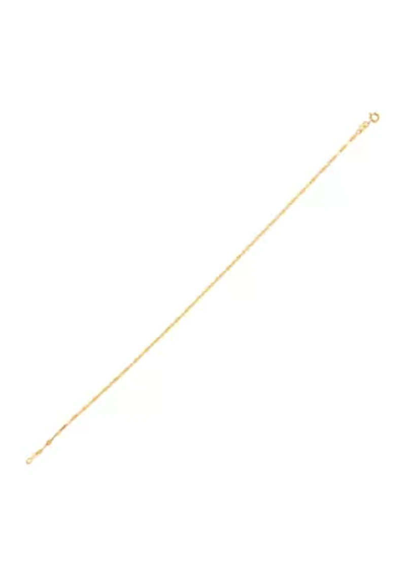 Solid Oval Mirrored Chain Anklet in 14K Yellow Gold