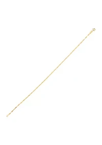 Solid Oval Mirrored Chain Anklet in 14K Yellow Gold
