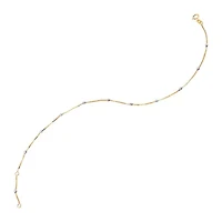 14K Yellow and White Gold Beaded Tincup On Box Chain Anklet