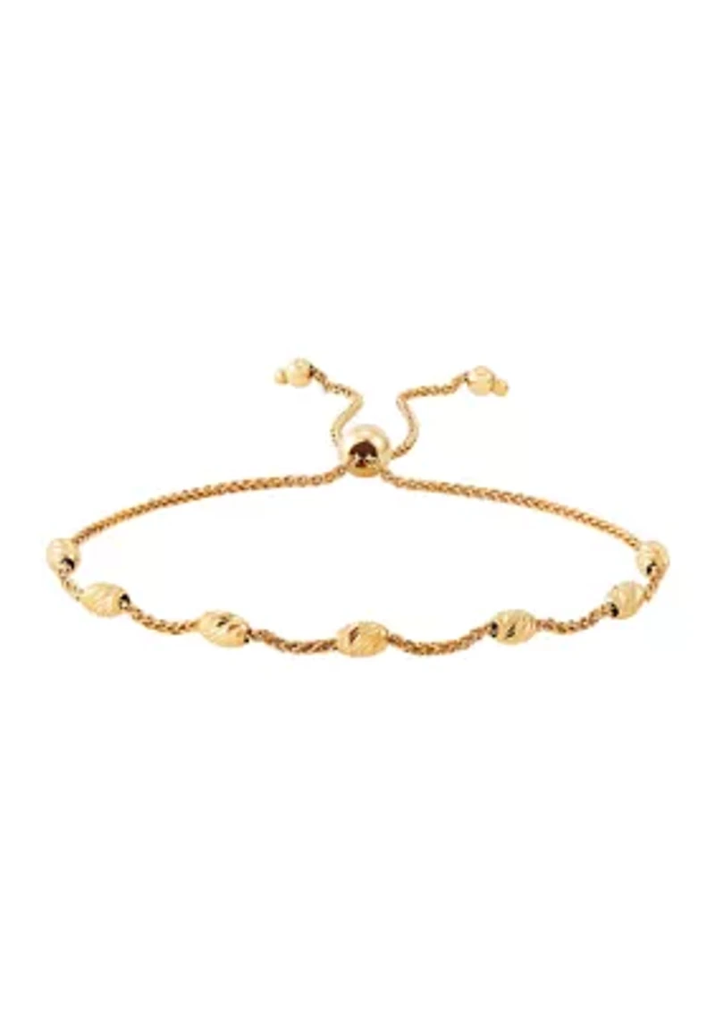 Bolo Oval Bead Station Bracelet in 14K Tri Tone Gold
