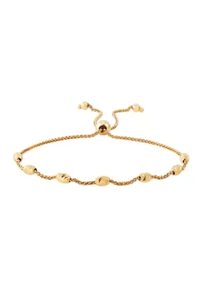 Bolo Oval Bead Station Bracelet in 14K Tri Tone Gold