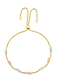 Bolo Oval Bead Station Bracelet in 14K Tri Tone Gold