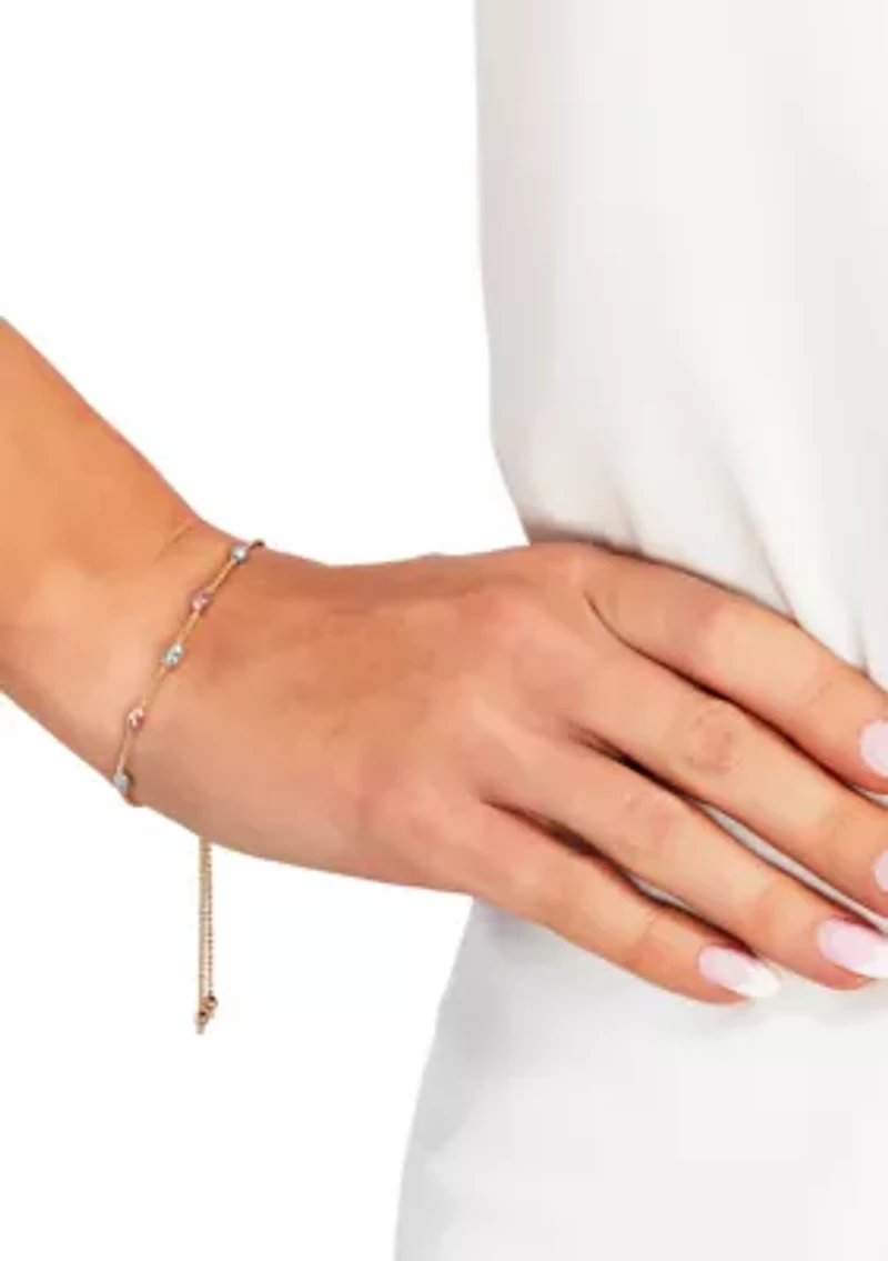 Bolo Oval Bead Station Bracelet in 14K Tri Tone Gold