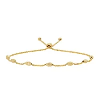 14K Yellow Gold Bead on Wheat Chain Bolo Bracelet