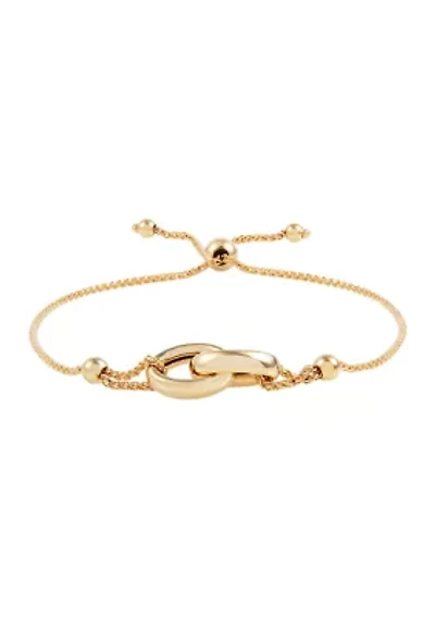Double Oval Bolo Bracelet in 14K Yellow Gold