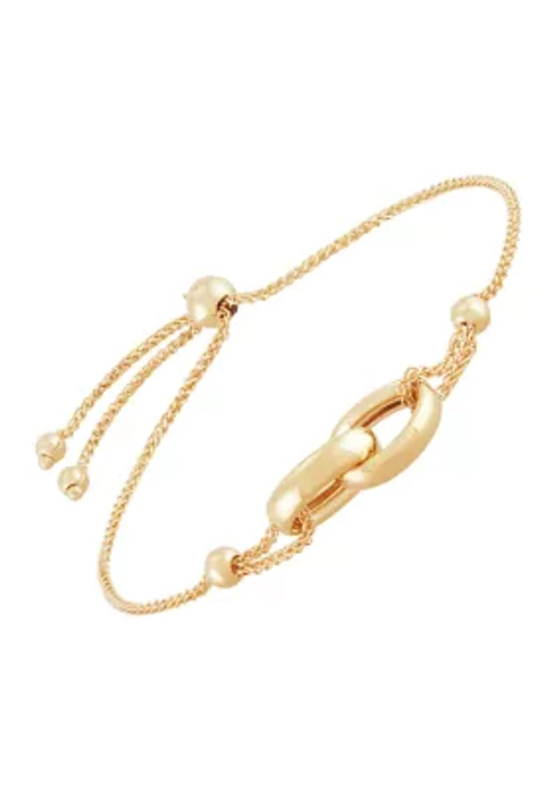 Double Oval Bolo Bracelet in 14K Yellow Gold