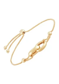 Double Oval Bolo Bracelet in 14K Yellow Gold