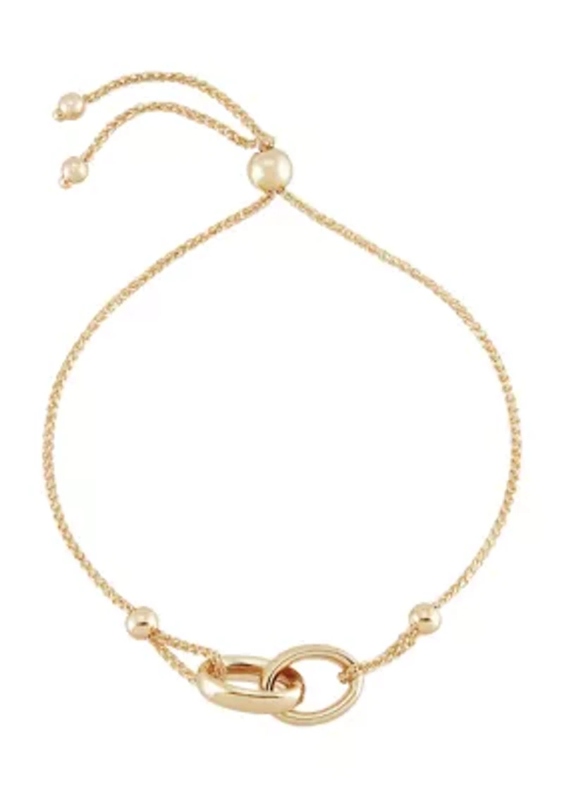 Double Oval Bolo Bracelet in 14K Yellow Gold