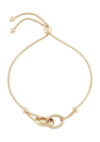 Double Oval Bolo Bracelet in 14K Yellow Gold
