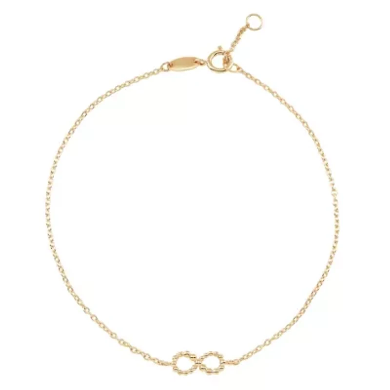 14K Yellow Gold Infinity Beaded Bracelet