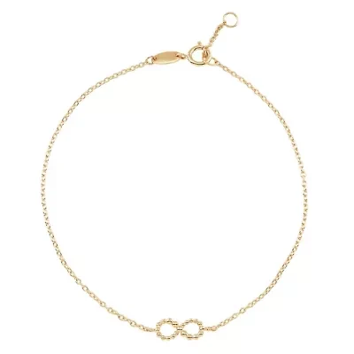14K Yellow Gold Infinity Beaded Bracelet