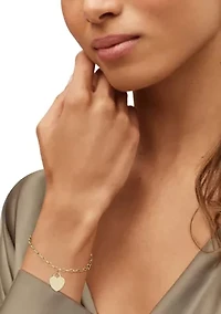 Dangle Flat Heart Bracelet in 14K Yellow Gold