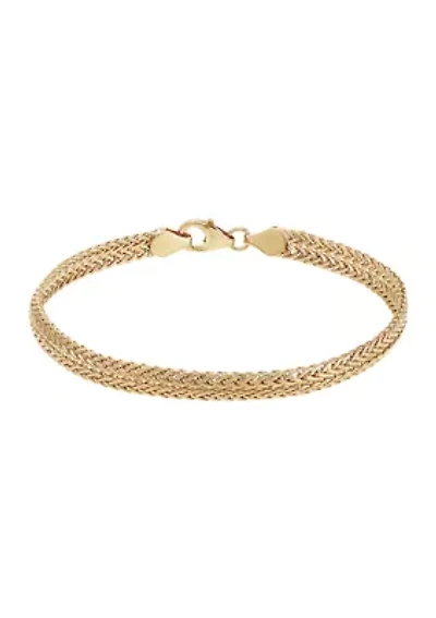 5.2 Millimeter Hollow Double Row Bracelet in 14K Yellow Gold
