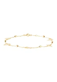Butterfly with Bead Station Bracelet in 14K Yellow Gold