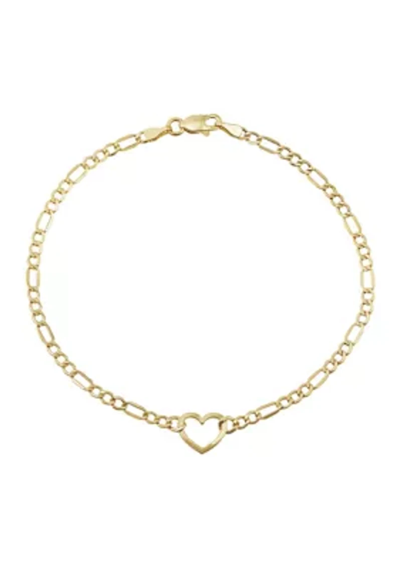 Open Heart Bracelet in 14K Yellow Gold