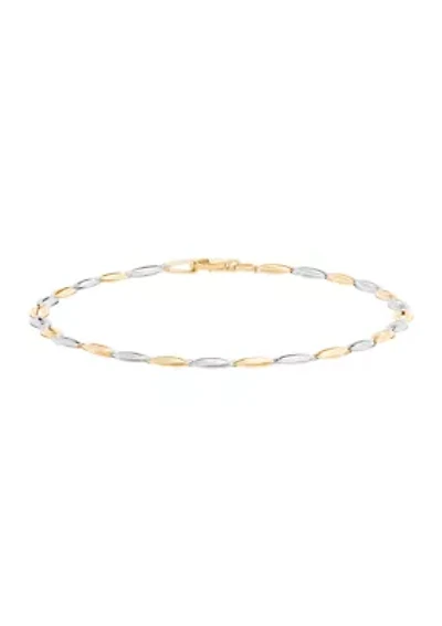 Open Oval Links Bracelet in 14K Yellow and White Gold