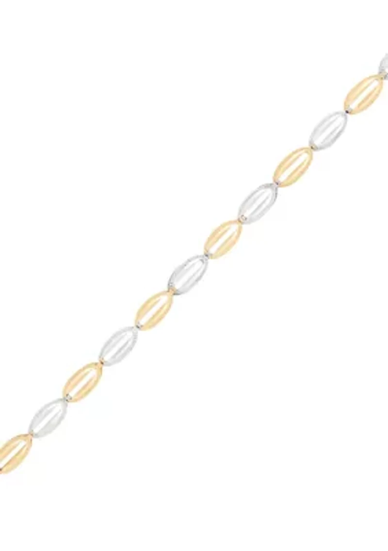 Open Oval Links Bracelet in 14K Yellow and White Gold