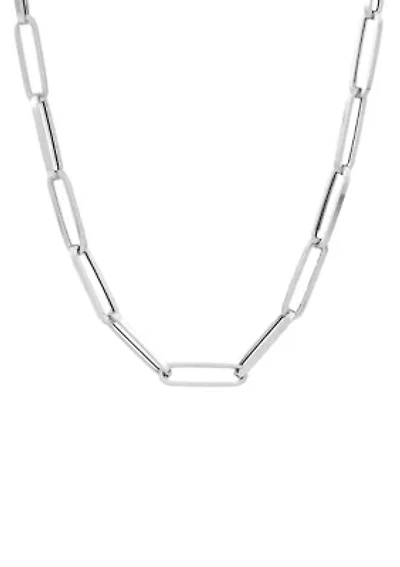 Hollow Paperclip Chain in 14K White Gold