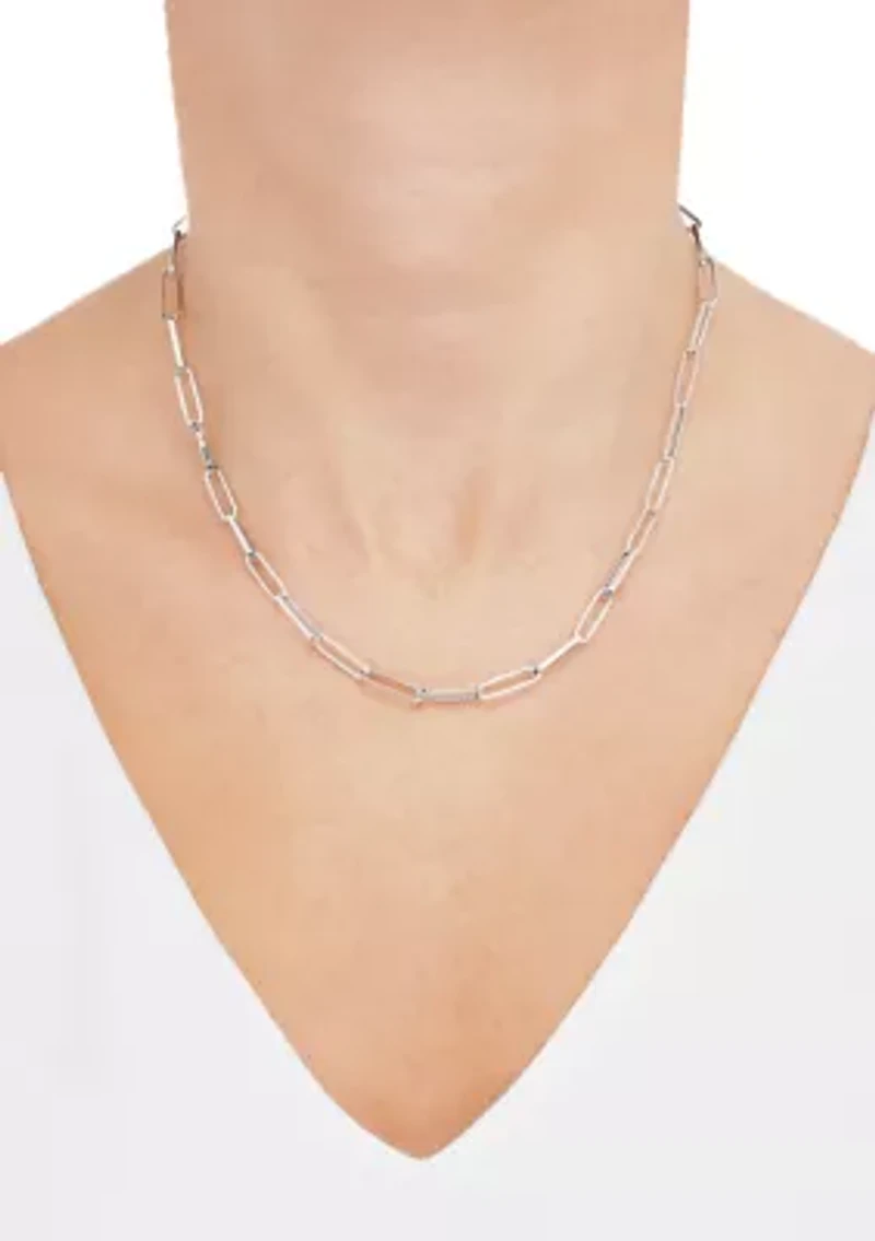 Hollow Paperclip Chain in 14K White Gold