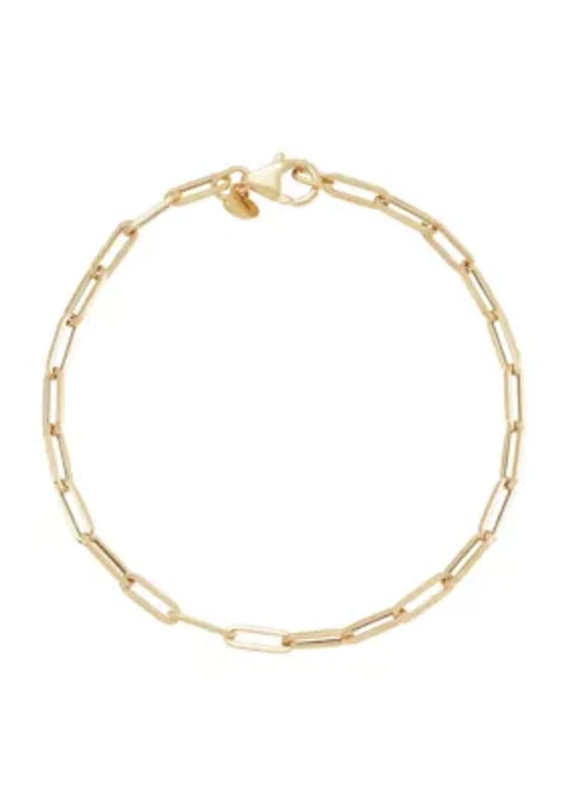 14K Yellow Gold .45mm Heavy Hollow Paperclip Chain Bracelet