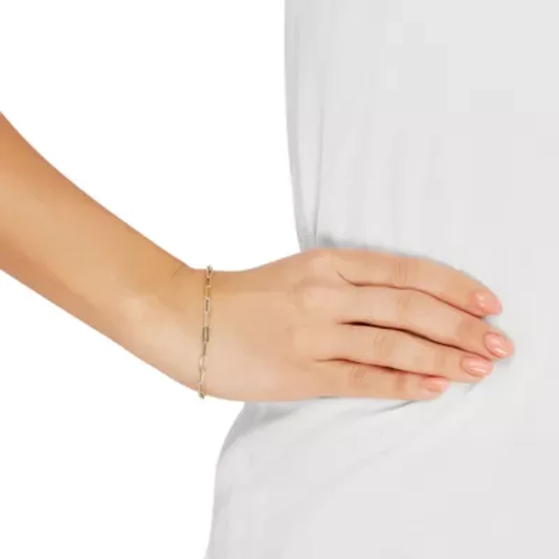 14K Yellow Gold .45mm Heavy Hollow Paperclip Chain Bracelet