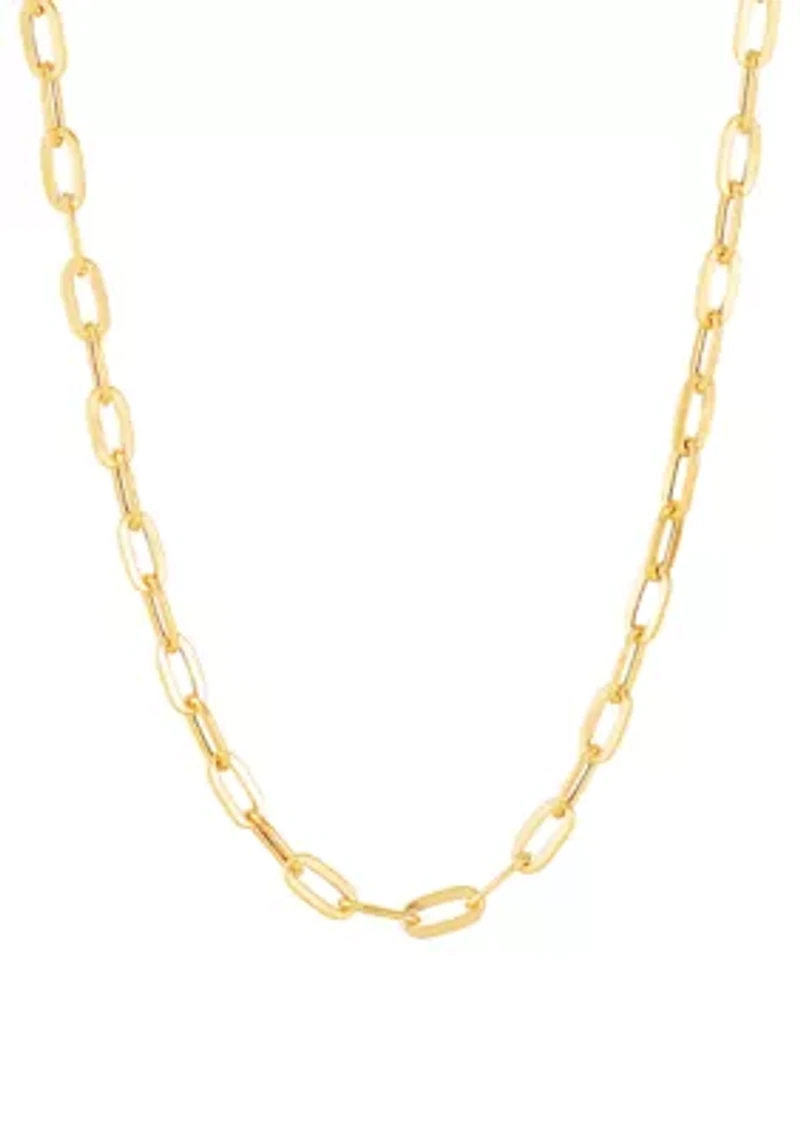 Hollow Paperclip Necklace in 14K Yellow Gold