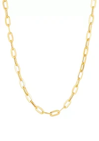 Hollow Paperclip Necklace in 14K Yellow Gold