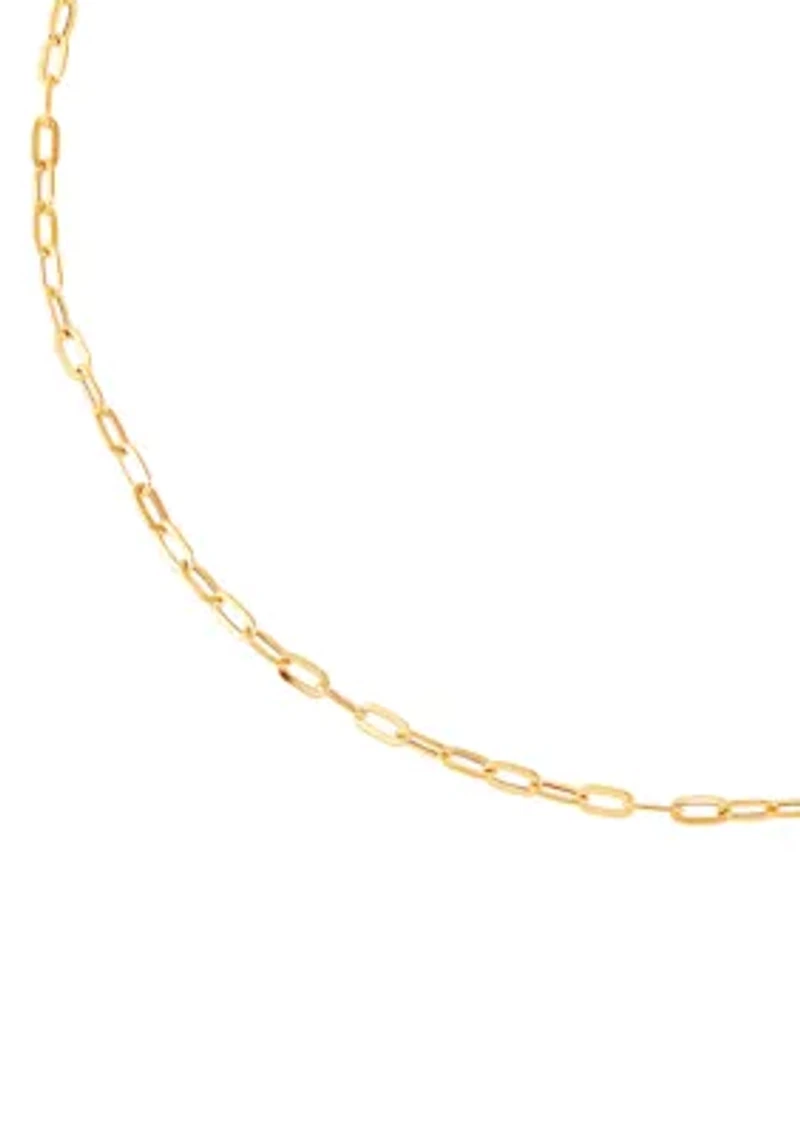 Hollow Paperclip Necklace in 14K Yellow Gold
