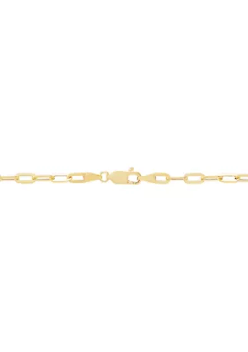 Hollow Paperclip Necklace in 14K Yellow Gold