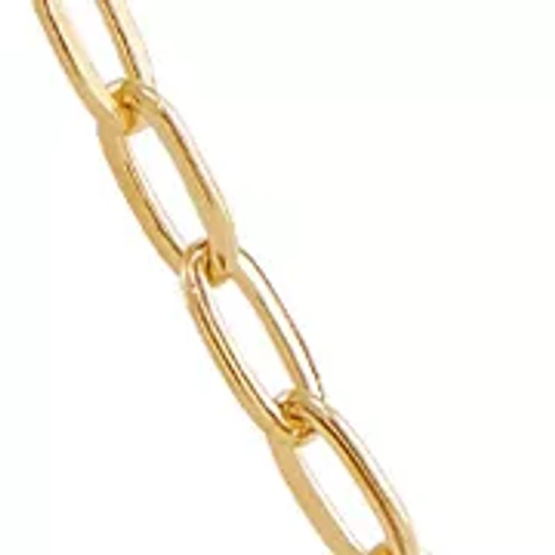 Hollow Paperclip Chain in 14K Yellow Gold