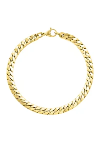Hollow Flat Cuban Chain Bracelet in 14K Yellow Gold