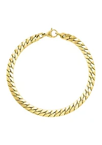 Hollow Flat Cuban Chain Bracelet in 14K Yellow Gold