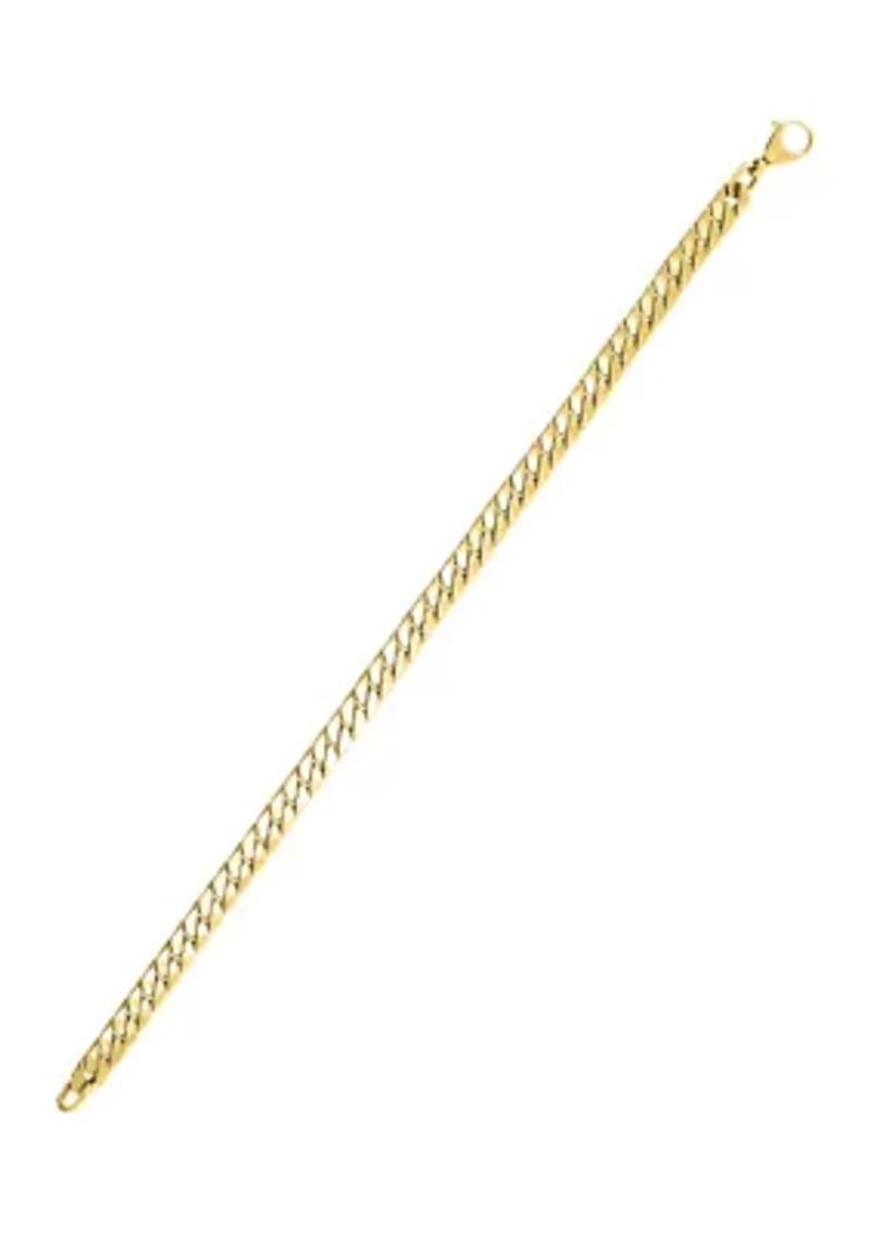 Hollow Flat Cuban Chain Bracelet in 14K Yellow Gold