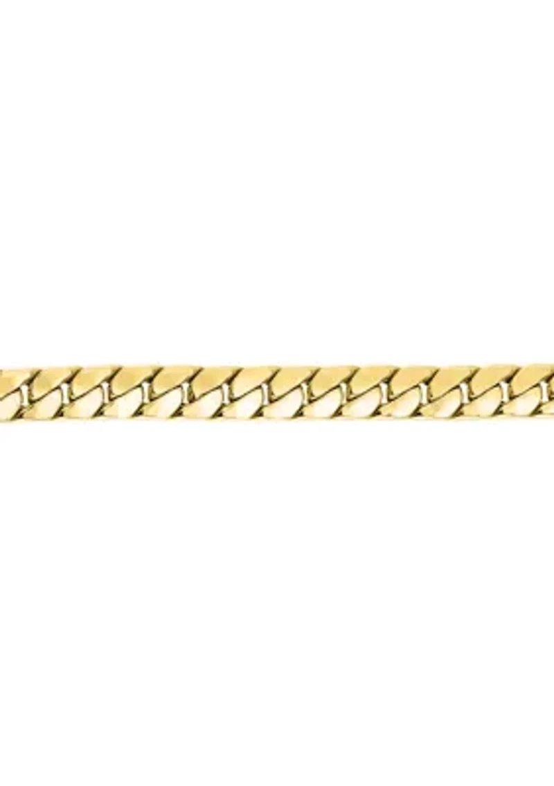 Hollow Flat Cuban Chain Bracelet in 14K Yellow Gold