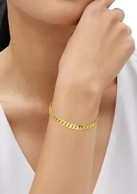 Hollow Flat Cuban Chain Bracelet in 14K Yellow Gold