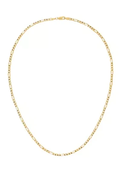 Solid Figaro Chain in 14K Yellow Gold