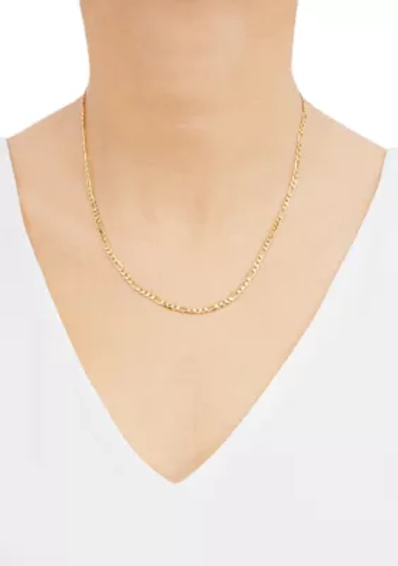 Solid Figaro Chain in 14K Yellow Gold