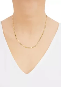 Solid Figaro Chain in 14K Yellow Gold