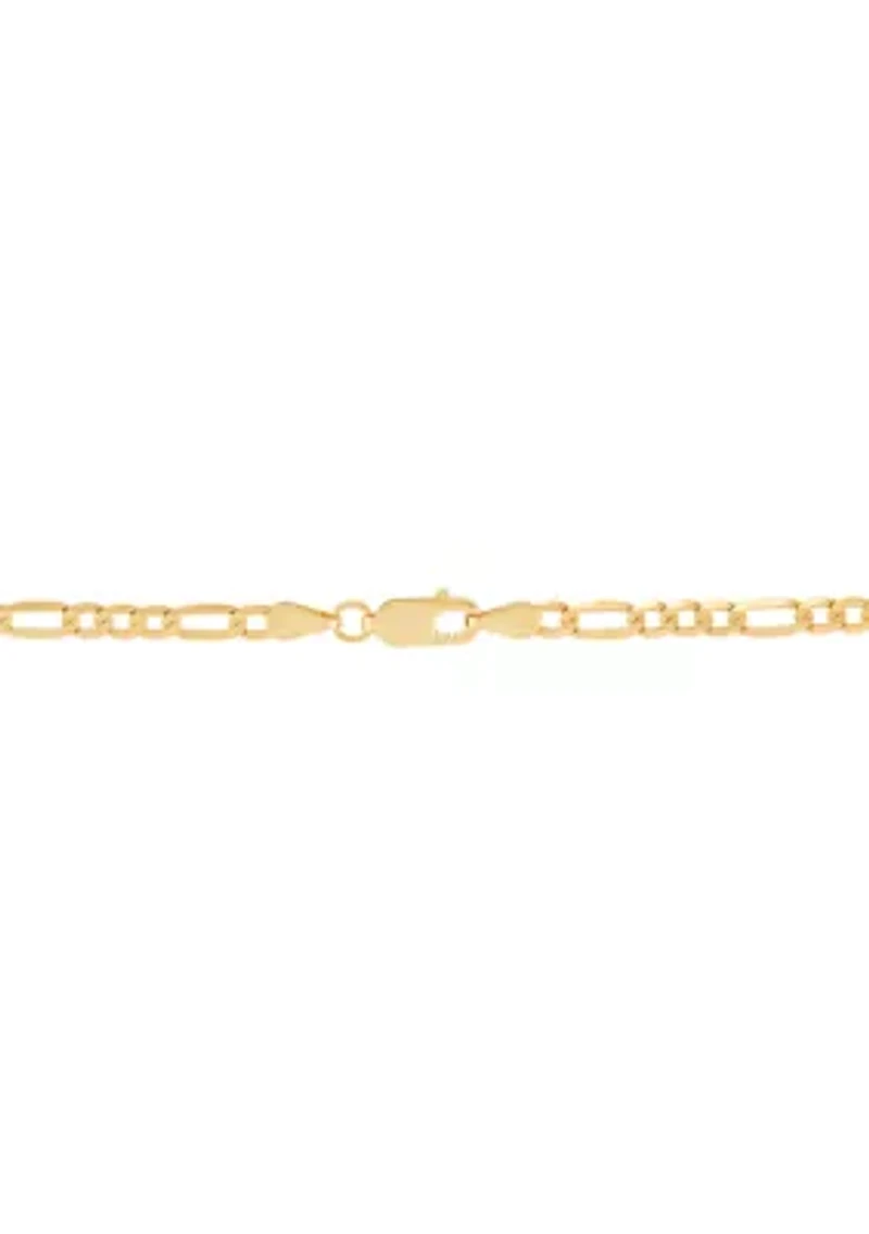 Solid Figaro Chain in 14K Yellow Gold