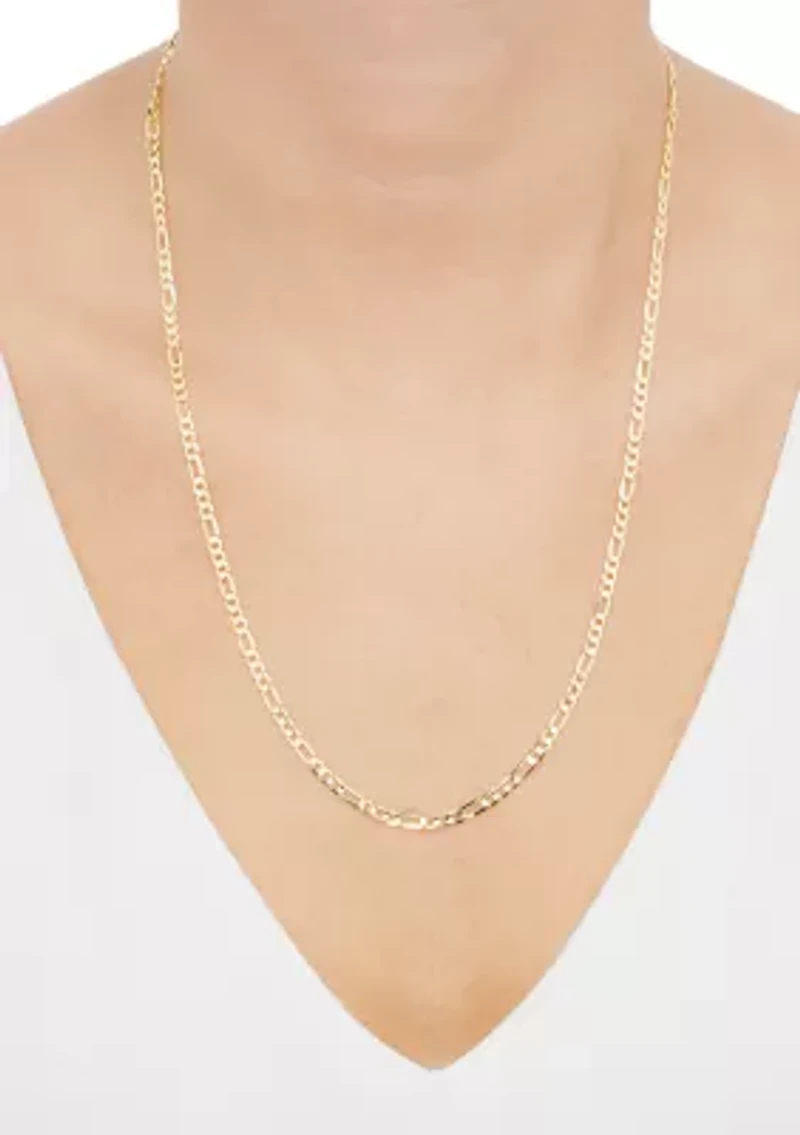 Solid Figaro Chain in 14K Yellow Gold