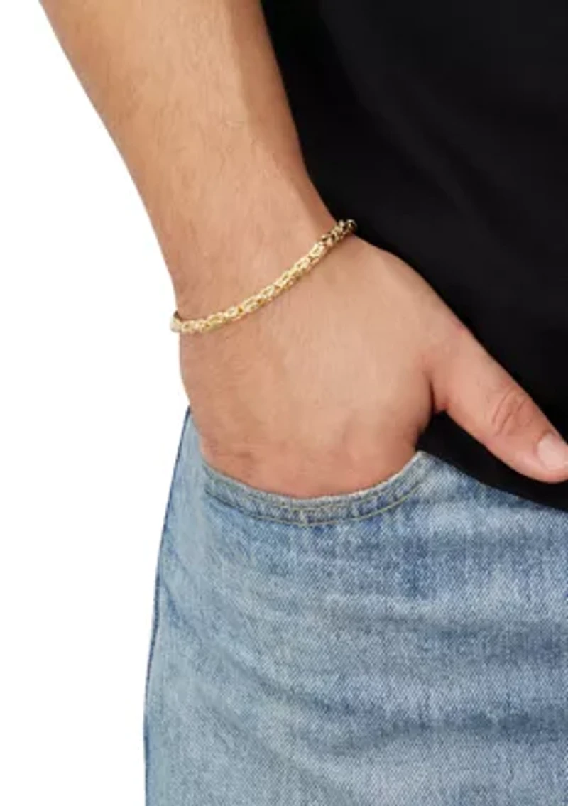 Hollow Byzantine Chain Bracelet in 14K Yellow Gold